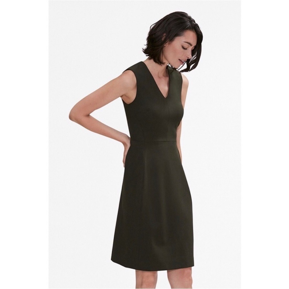 MM.LaFleur‎ Olive Green V-Neck A-Line Sleeveless Annie Dress Size 10
